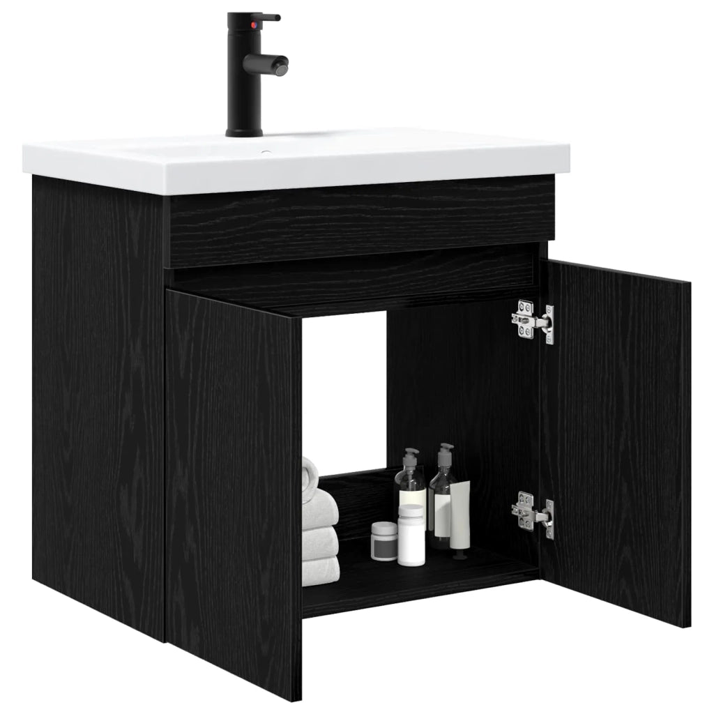Mobile bagno con rubinetto Rovere Nero 61 x 40 x 74,5 cm 889538