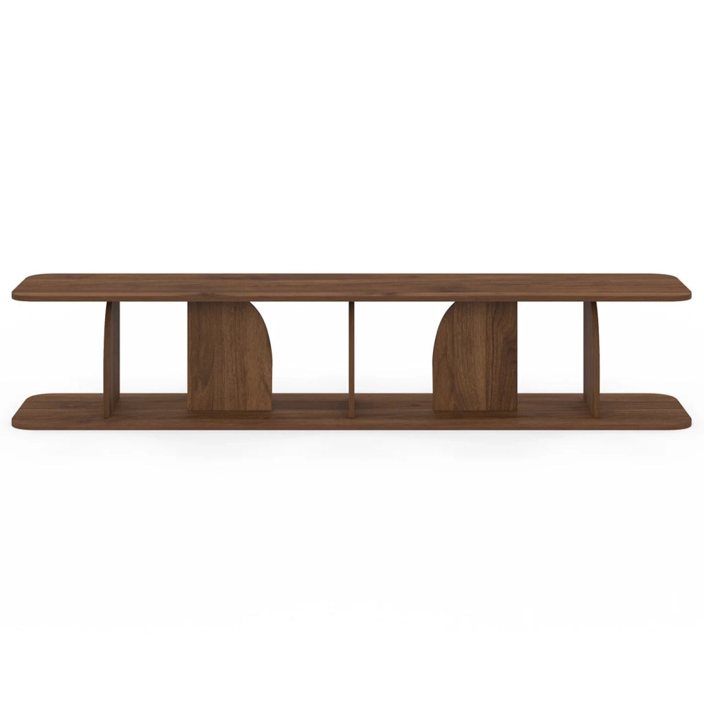 IDMarket - Mobile TV da 180 cm in stile Japandi EDITH, in legno effetto noce