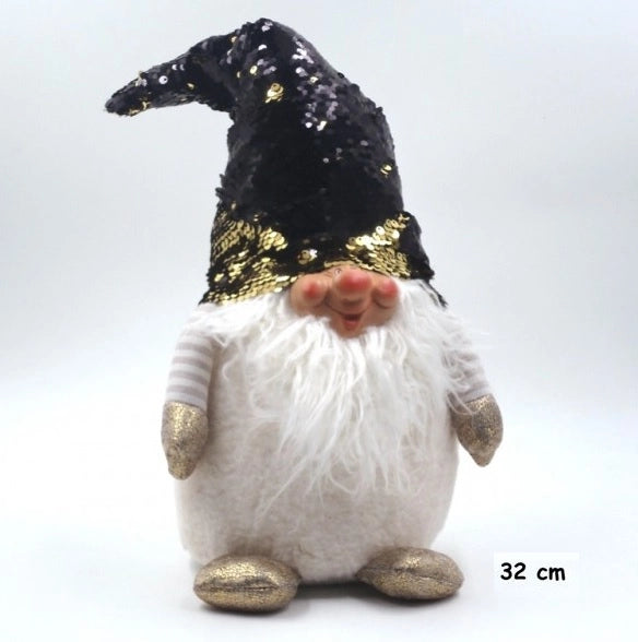 Gnomo decorazione natalizia con cappello oro 50 cm
