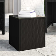 Tavolino Nero 40x37x40,5 cm Polyrattan e Vetro Temperato 319388