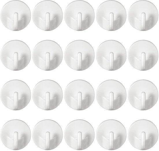 Wandhaak 20 pezzi - Autoadesivo - Sostenibile - Riciclabile - Per cucina/bagno - Adatto per superfici liscie/interamente piane - Ganci