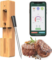 Termometro di carne a Bluetooth, acqua resistente, 60m di portata, via app Wi-Fi, per griglia, forno, BBQ, forno a vapore, spiedo rotativo