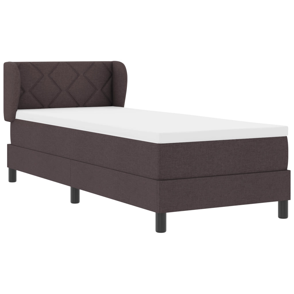 Letto a Struttura con Materasso Marrone Scuro 80x200 cm Tessuto