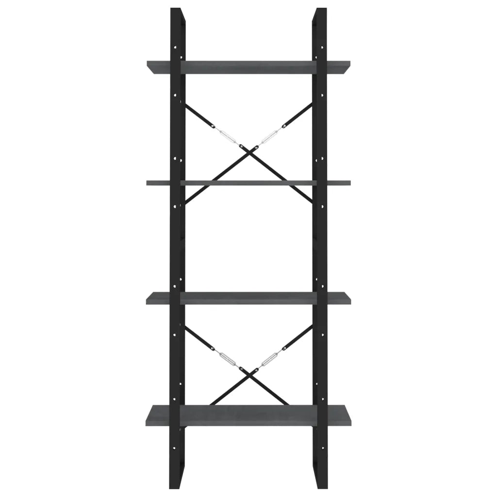 Libreria a 4 Ripiani-Scaffale per Libri-Mobile di Stoccaggio Grigia 60x30x140 cm in Massello di Pino