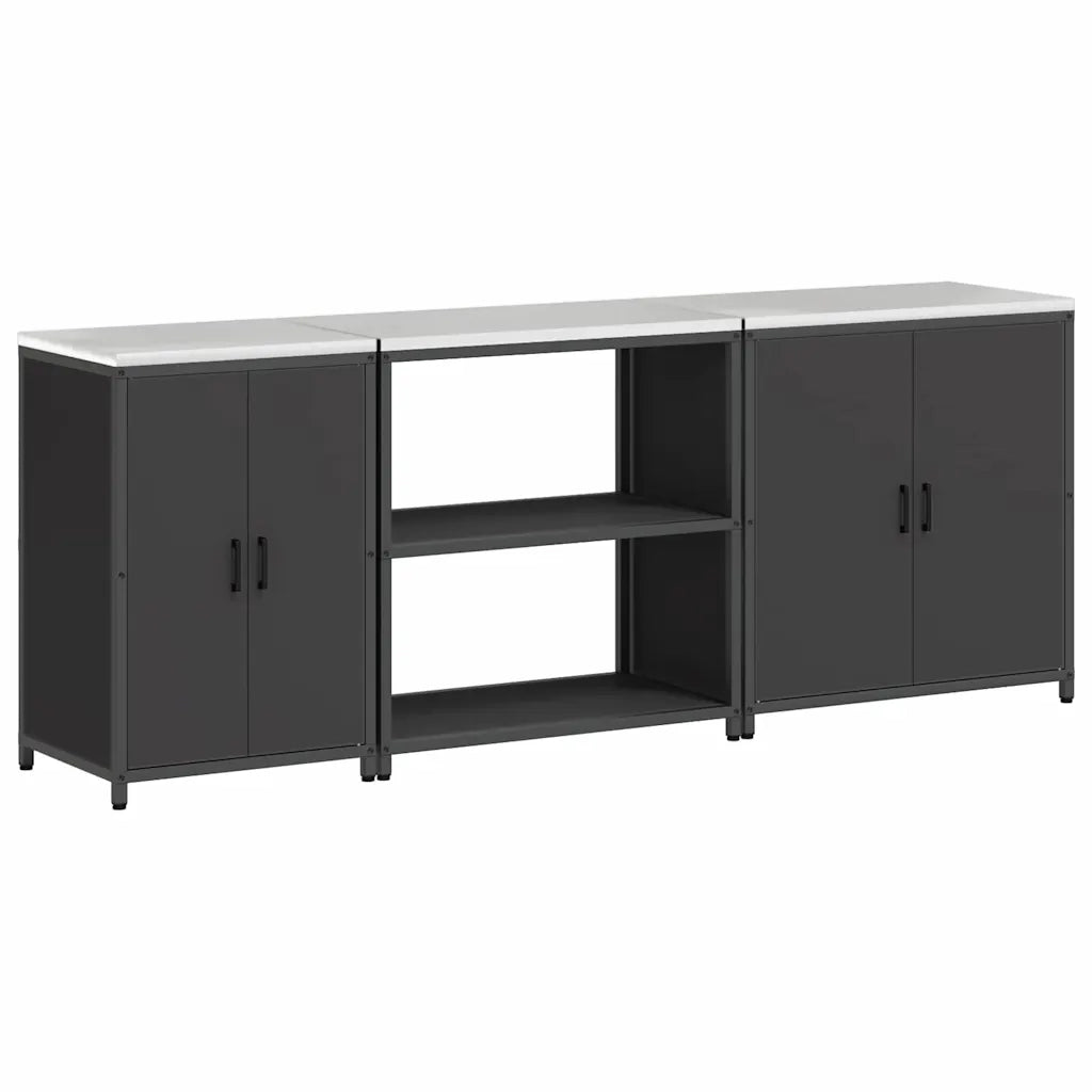 Set di Stoccaggio per Cucina con lo scaffale 3 pcs Nero Acciaio 3392673
