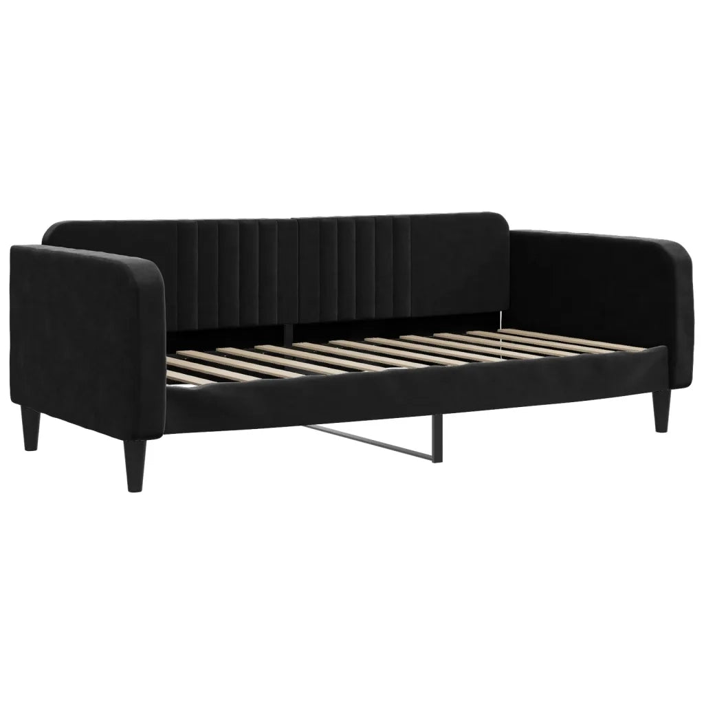 Divano Letto Estraibile con Materassi Nero 90x200 cm Velluto