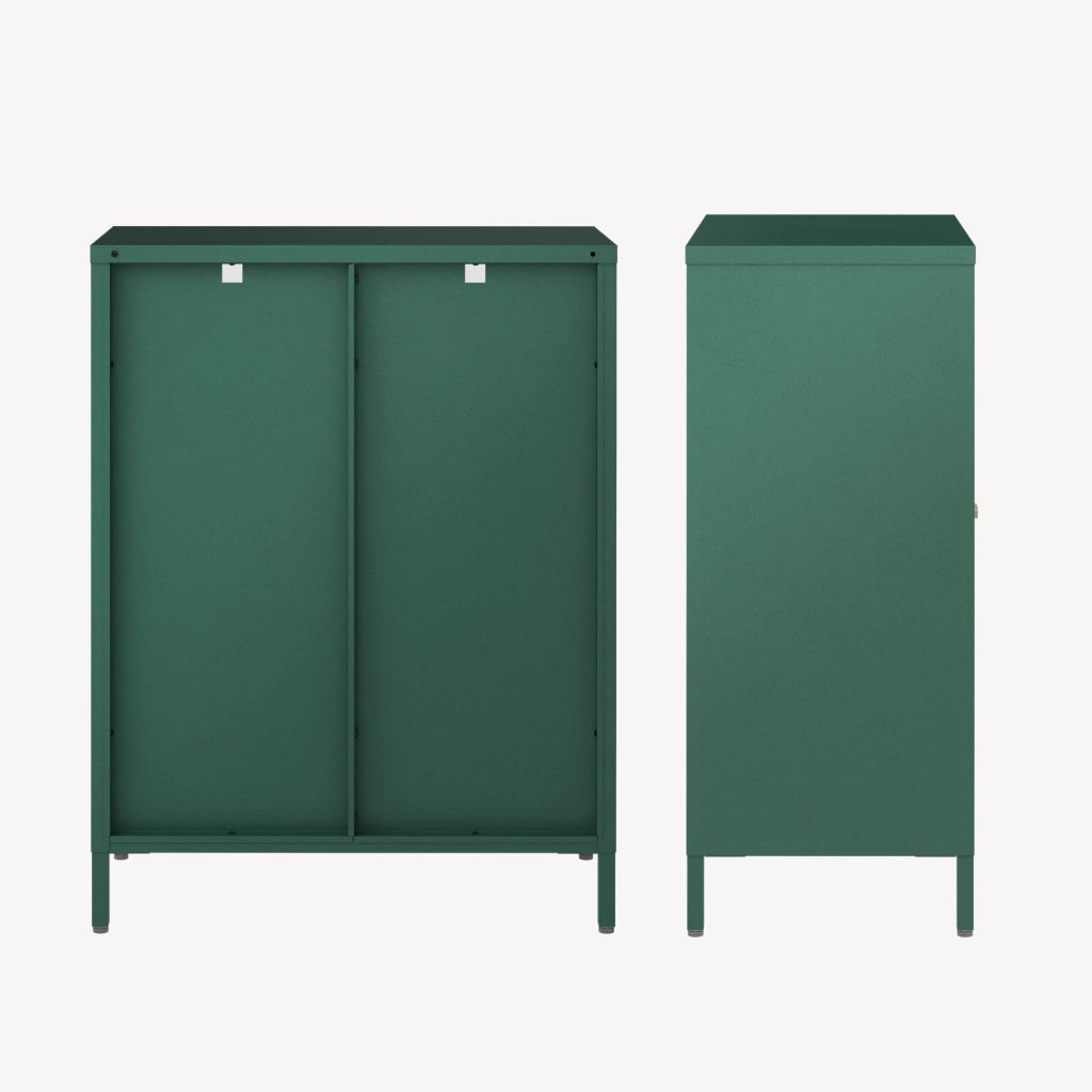 Credenza Säkylä Comò con Ante in Vetro Scanalato 84x64x35 cm Verde Abete [en.casa]