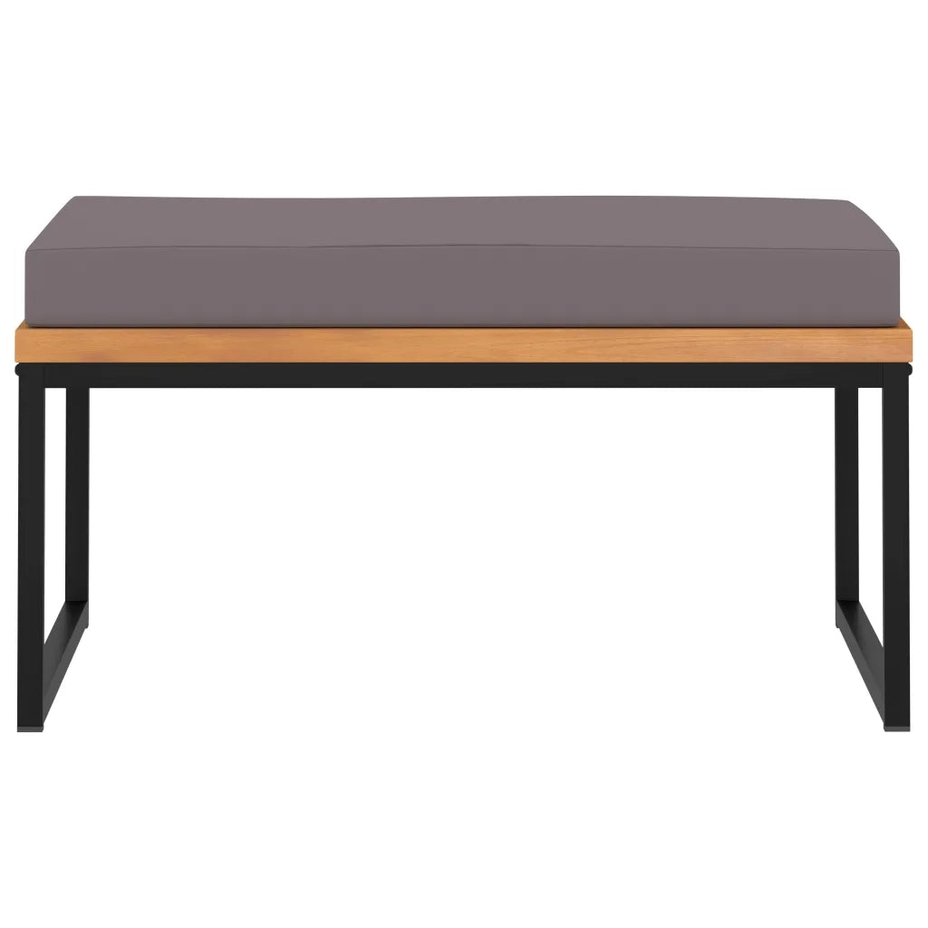 Poggiapiedi con Cuscino 66x66x36cm in Legno Acacia Grigio Scuro 46511