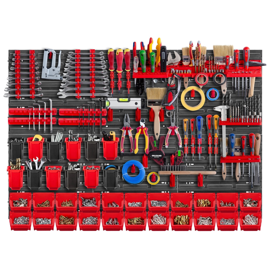 Pannello portautensili da parete KADAX 117x78cm 77El per officina, garage, vassoi e contenitori.