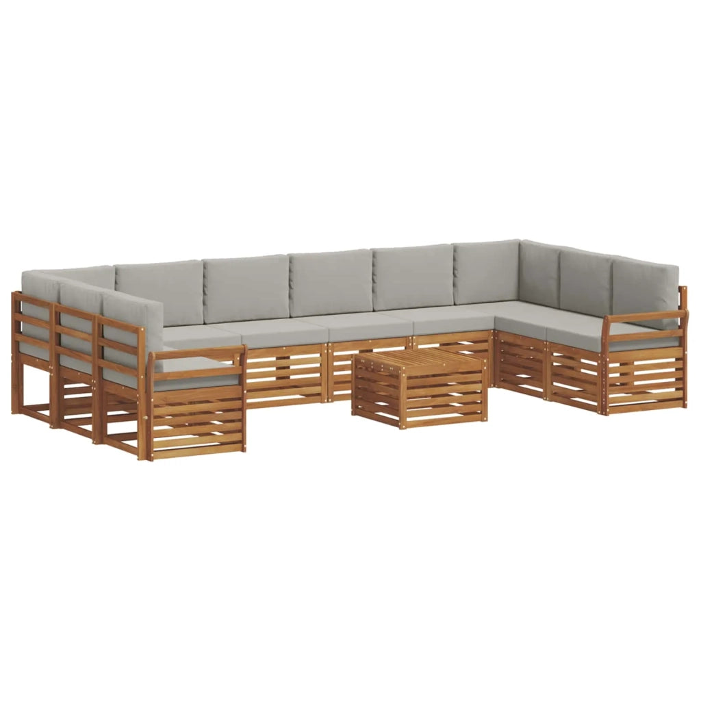 Set di divani da esterno 11 pcs Grigio Naturale e Chiaro