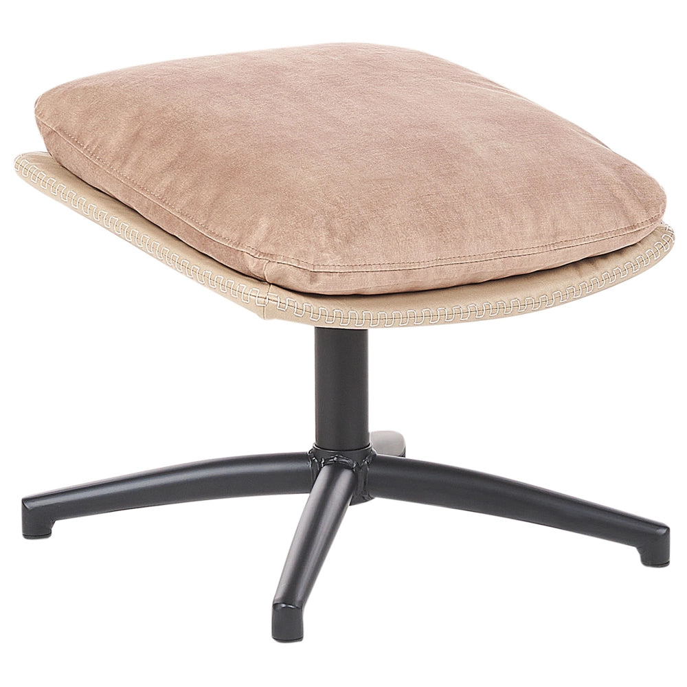 Poltrona girevole con poggiapiedi Velluto beige Base singola Seduta imbottita