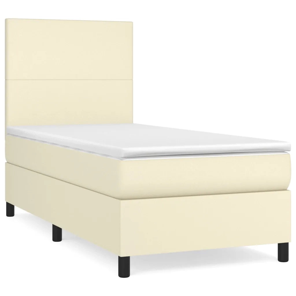Giroletto a Molle con Materasso Crema 90x190 cm in Similpelle cod mxl 56169