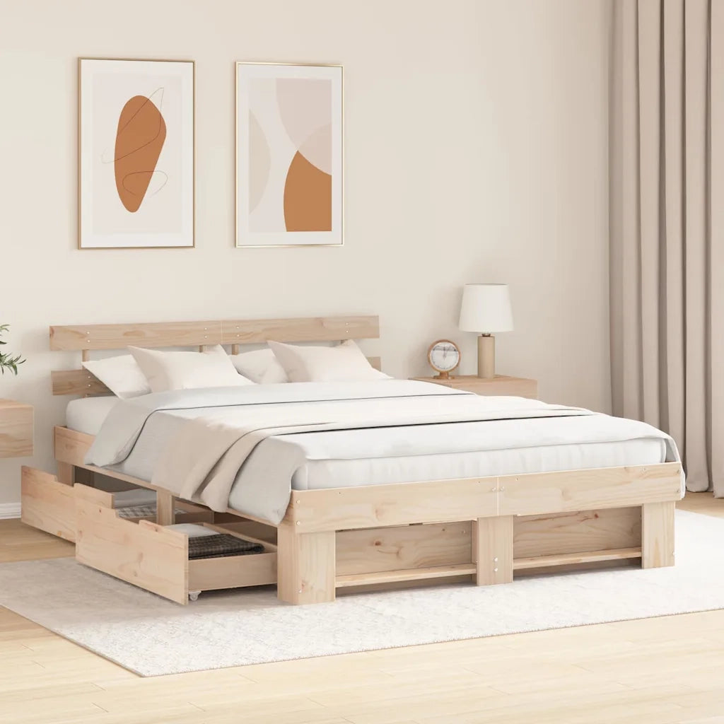 vidaXL Struttura del letto Marrone 150 x 200 cm Legno di pino massello
