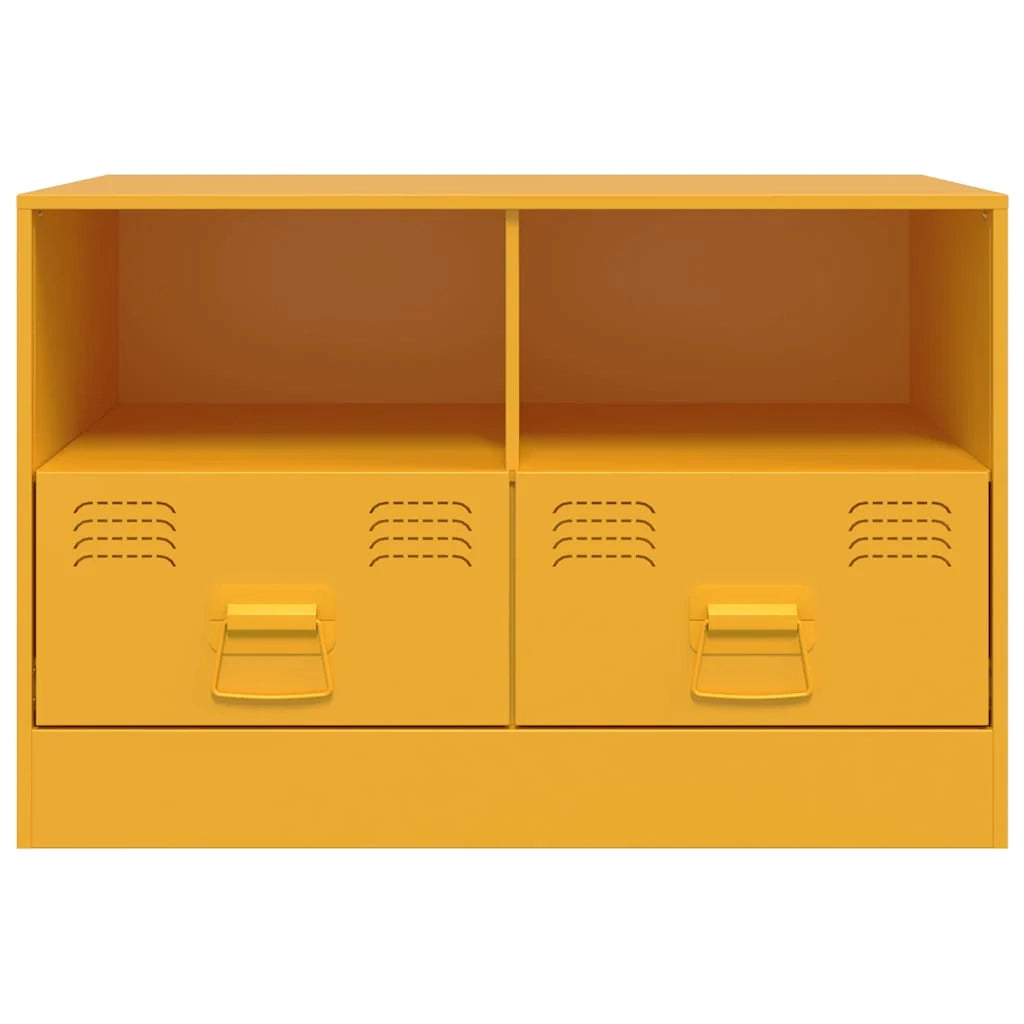 Mobile TV multimediale mensola TV credenza TV sala da pranzo soggiorno camera da letto giallo senape 67 x 39 x 44 cm acciaio giallo 02_0027660