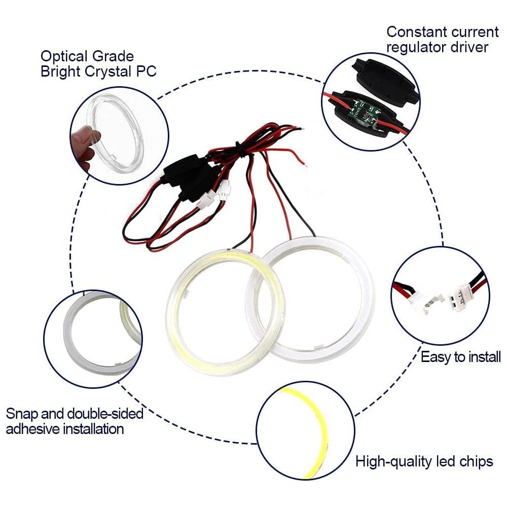 Trade Shop - 2pz Luci Led Per Auto Fari Lampadine 60mm Occhio D'angelo 12 Volt Maxtech Eye-01 -