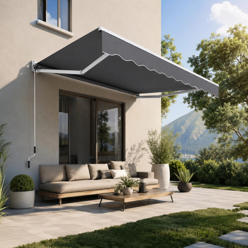 Tenda Ombreggiante Con Sistema A Manovella E Inclinazione Regolabile Struttura In Alluminio Resistente Per Balcone Terrazza Veranda Giardino Design Moderno 295 x 250 Cm Grigio Scuro