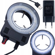 MicroBright 144 LED USB RingLight – Illuminazione per Microscopio | Regolazione Luminosità 0–100% | Montaggio 30–65 mm