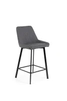 E-STYLO Sgabello da cucina in tessuto grigio scuro con gambe nere, imbottito con poggiapiedi, 50cm X 44cm H. 94cm.