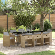 Set da Pranzo per Giardino 9 pcs Beige polyrattan 3380712