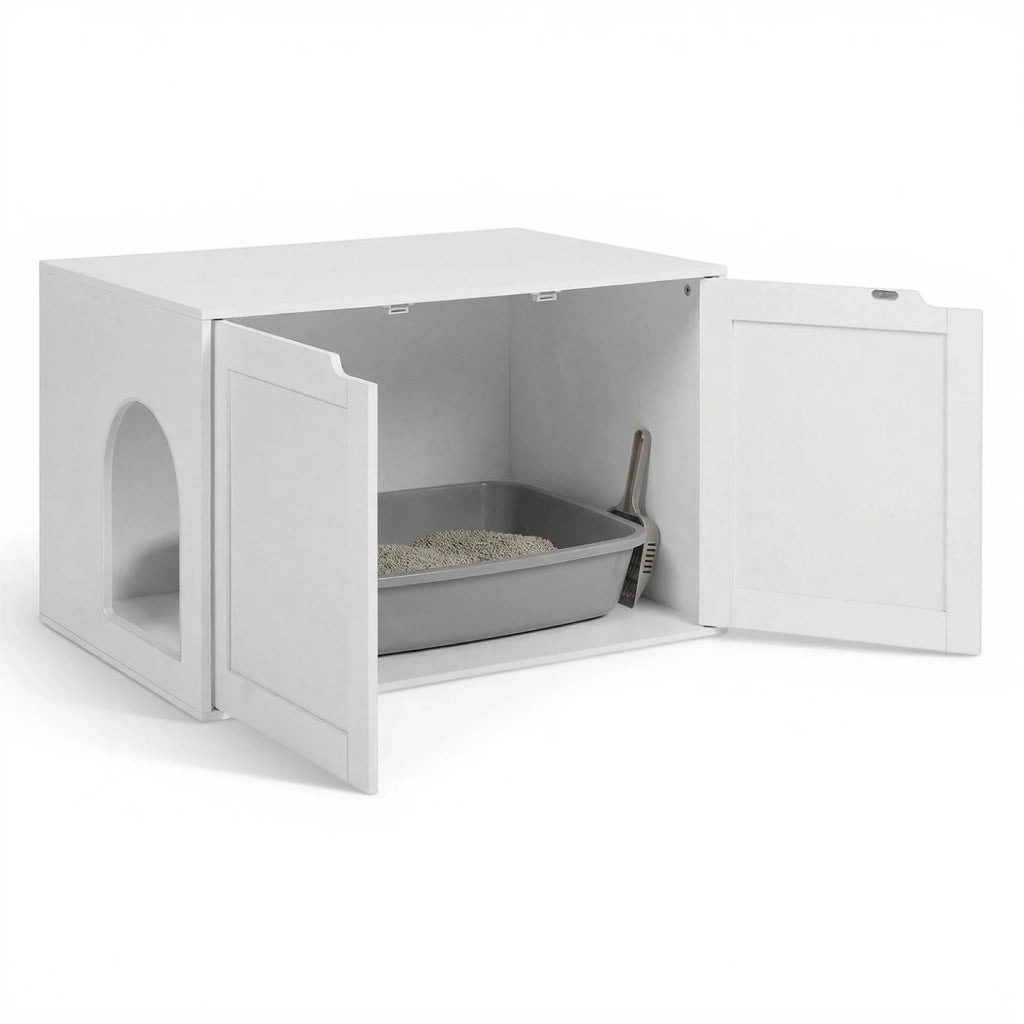 IDMarket - Toilette per gatti a doppia anta bianca