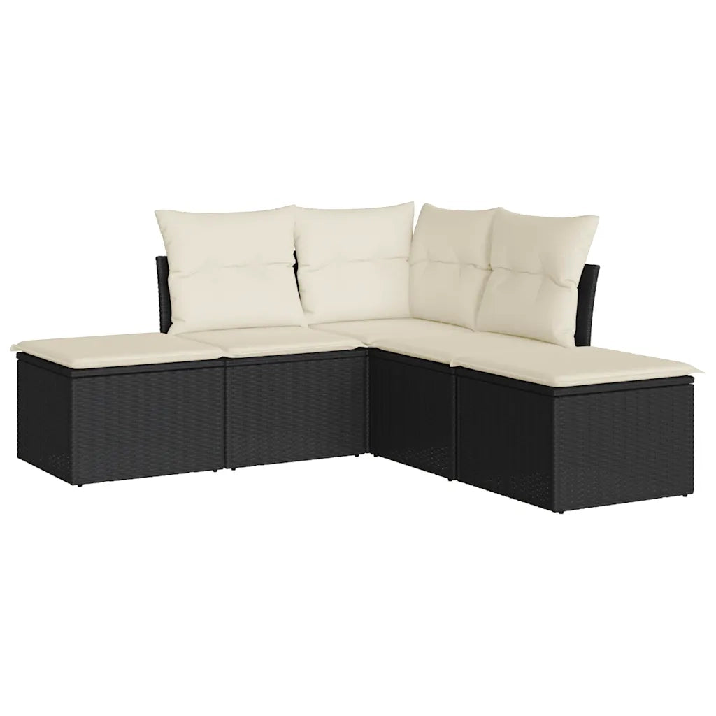 Set Divani da Giardino 5 pz con Cuscini in Polyrattan Nero 3217716