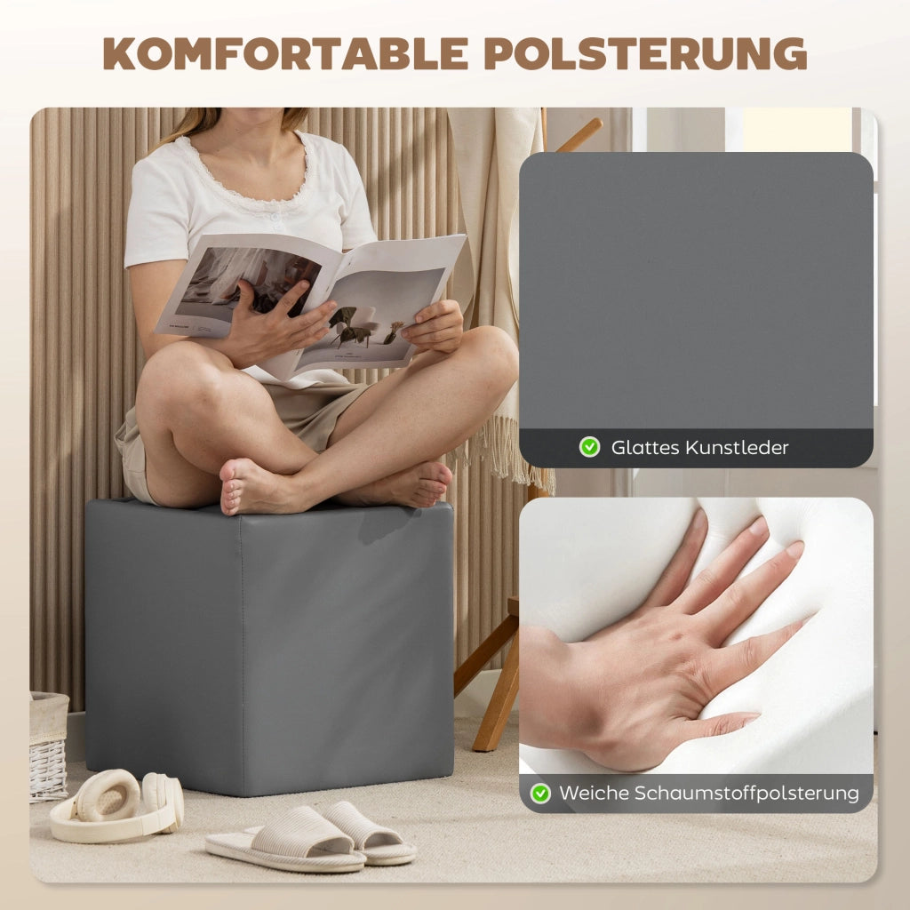Pouf con vano contenitore ¨C zephmum ¨C similpelle grigio 40x40x40 cm