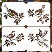 4 Stuks Stencil per Albero da Vogel - Schemi Rinnovabili per Decorazione Creativa