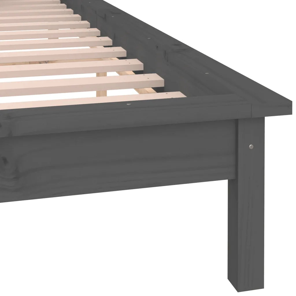 Giroletto con LED Grigio 140x190 cm in Legno Massello 820653