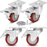 Set di 4 ruote pianto 76 mm con freno, doppia serratura 360 ruote pianto heavy duty con un carico massimo di 680 kg