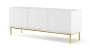 MOBILE RAVENNA C DIAMOND MDF HG PORTA TV 3D 150 BIANCO OPACO LUCIDO CORNICE ORO