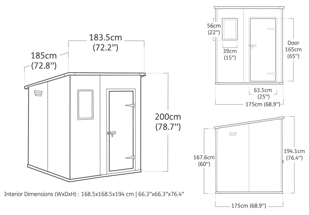 Casetta da Giardino Porta Attrezzi 183,5x185x200 cmin Resina Effetto Legno Keter Manor Pent 6x6 Grigia