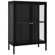 Credenza | Madia | Buffet da pranzo | Armadio da pranzo Nera 75x35x105 cm in Acciaio e Vetro