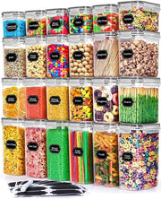 Set di contenitori in plastica 24 pezzi, BPA-free, contenitore di conservazione con coperchio, ermetico, contenitore per cereali per colazione e contenitori per alimenti, conservazione e organizzazione della cucina