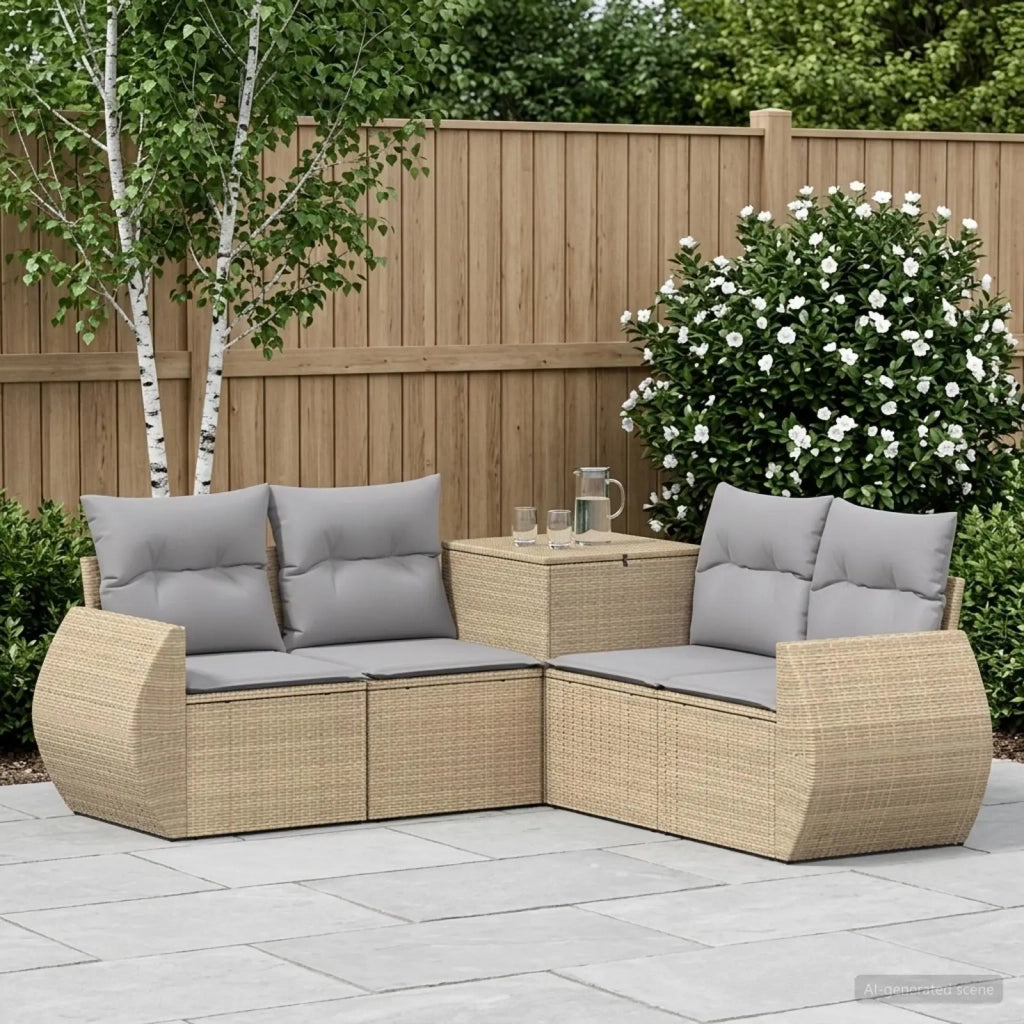 Set di divani 5 pz Beige e Grigio Chiaro 3447905