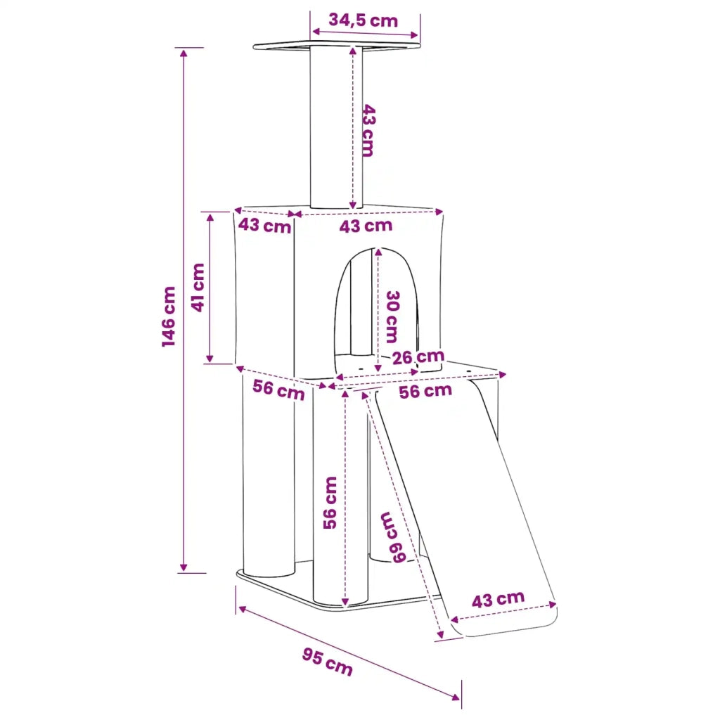 Albero per gatti con pali per graffiare in sisal Grigio Chiaro 42033043