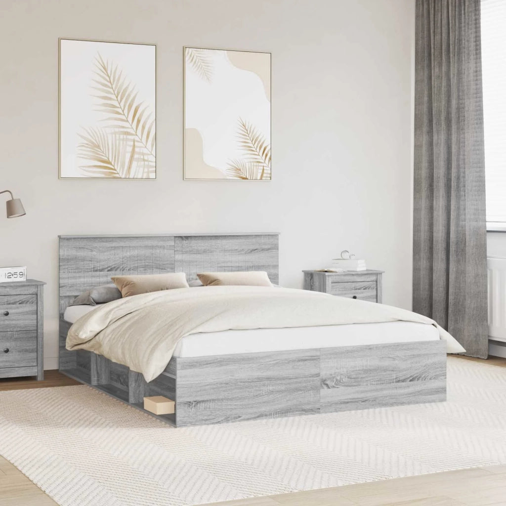 Struttura del letto Grigio Sonoma 160 x 200 cm Pino massello 3410578