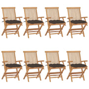 Sedie da Giardino e Cuscini Grigio Talpa 8 pz Massello di Teak cod mxl 7379