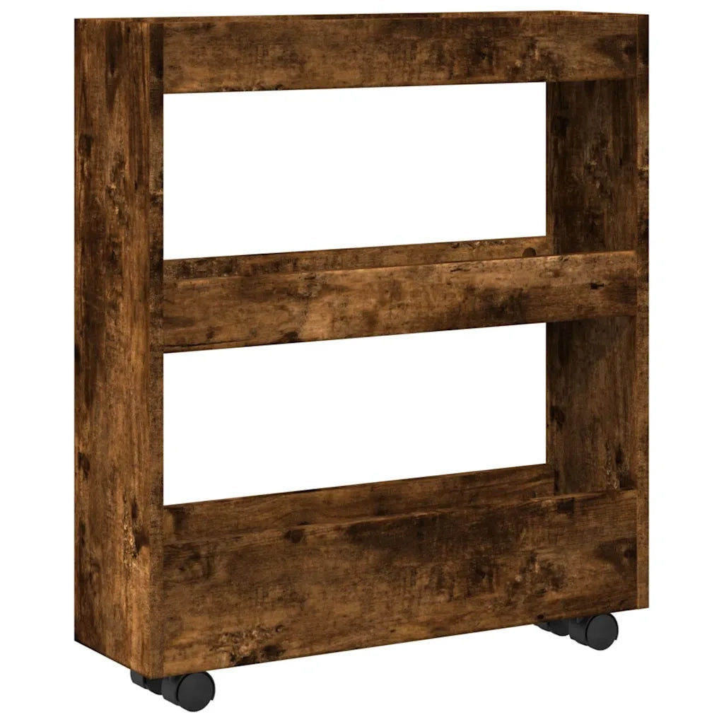 Carrello Stretto a 3 Livelli Rovere Fumo in Truciolato 855245