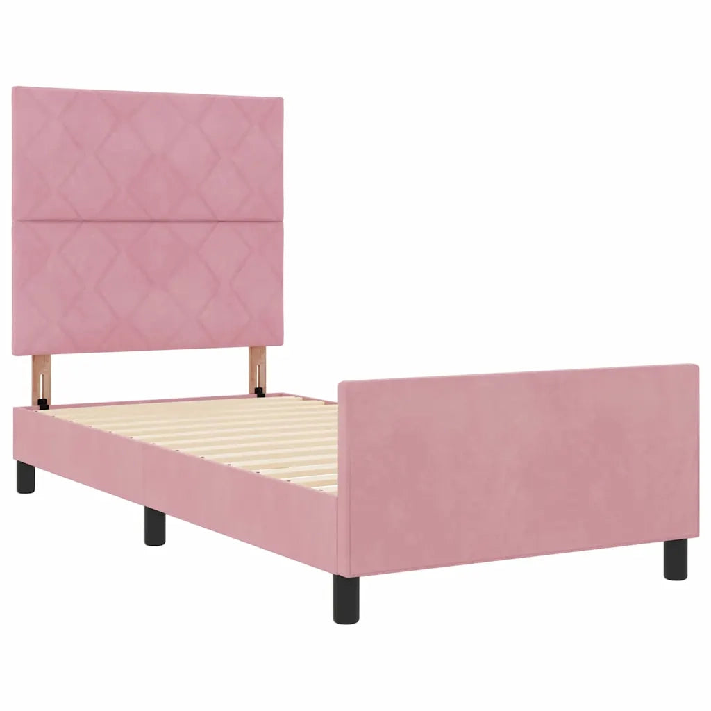 Letto a molle con testiera Rosa 100 x 200 cm Velluto 3344992