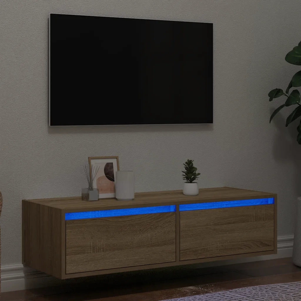 vidaXL Mobile Porta TV con Luci LED Rovere Sonoma 100X35,5x25 cm