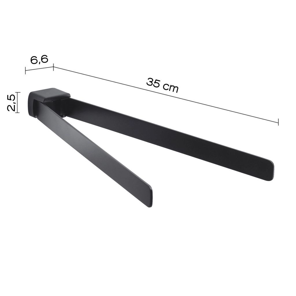 Portasalviette a snodo da muro in ottone e Cromall PI23 Gedy serie PIRENEI Nero Opaco