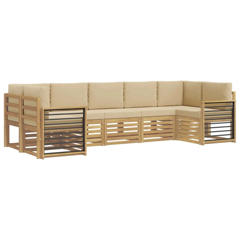 Set divano sezionale 7 pcs Bianco e Beige 304 x 128,5 x 73 cm
