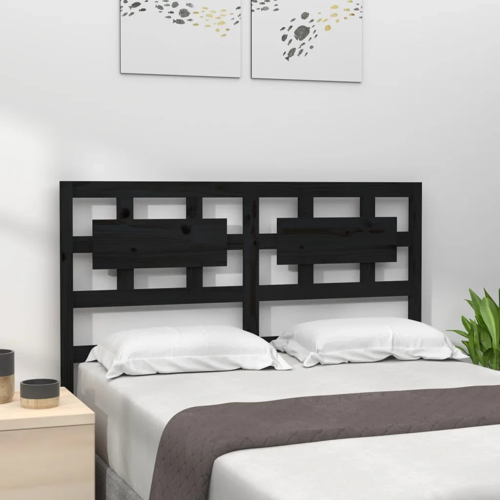 Testiera per Letto-Testata-Testiera Decorativa Nera 205,5x4x100cm in Legno Massello di Pino 458663