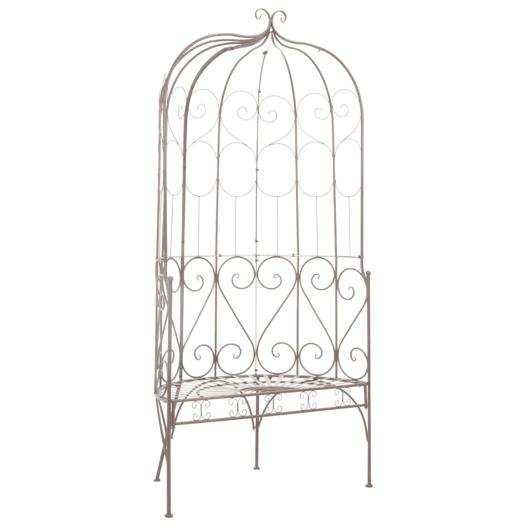 Panca da giardino mobili da esterno terrazza 95 x 54 x 200 cm ferro marrone anticato 02_0011336