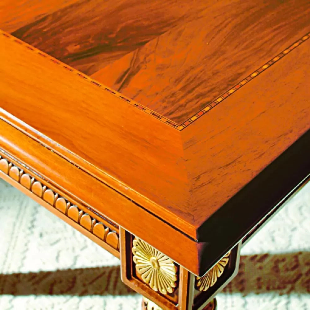 Tavolo fisso classico in legno finitura elite' e foglia oro l.170 p.90 h.79 - Mobili 2G