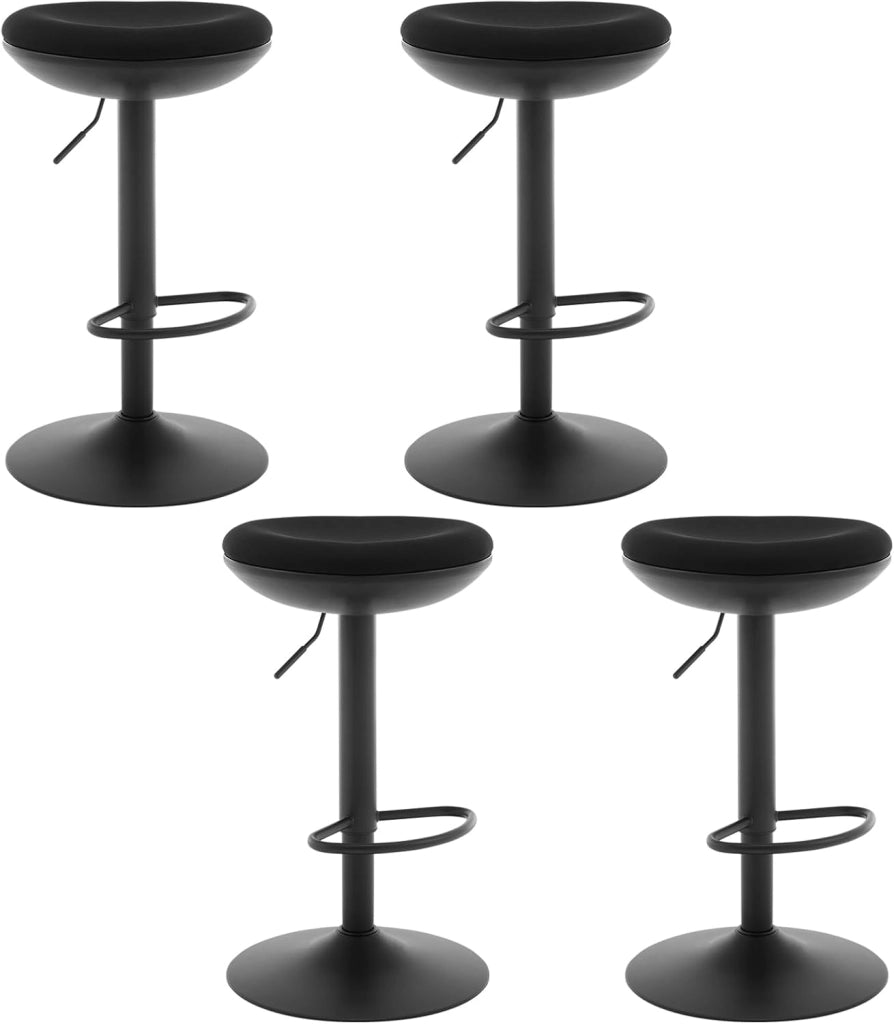 Set di 4 Sgabelli da Bar, Sedie Alte da Bar Regolabili in Altezza, Sgabelli per Isola Cucina Girevoli, con Poggiapiedi, Sgabelli Imbottiti in Maglia Elastica, Nero, BH414sz-4