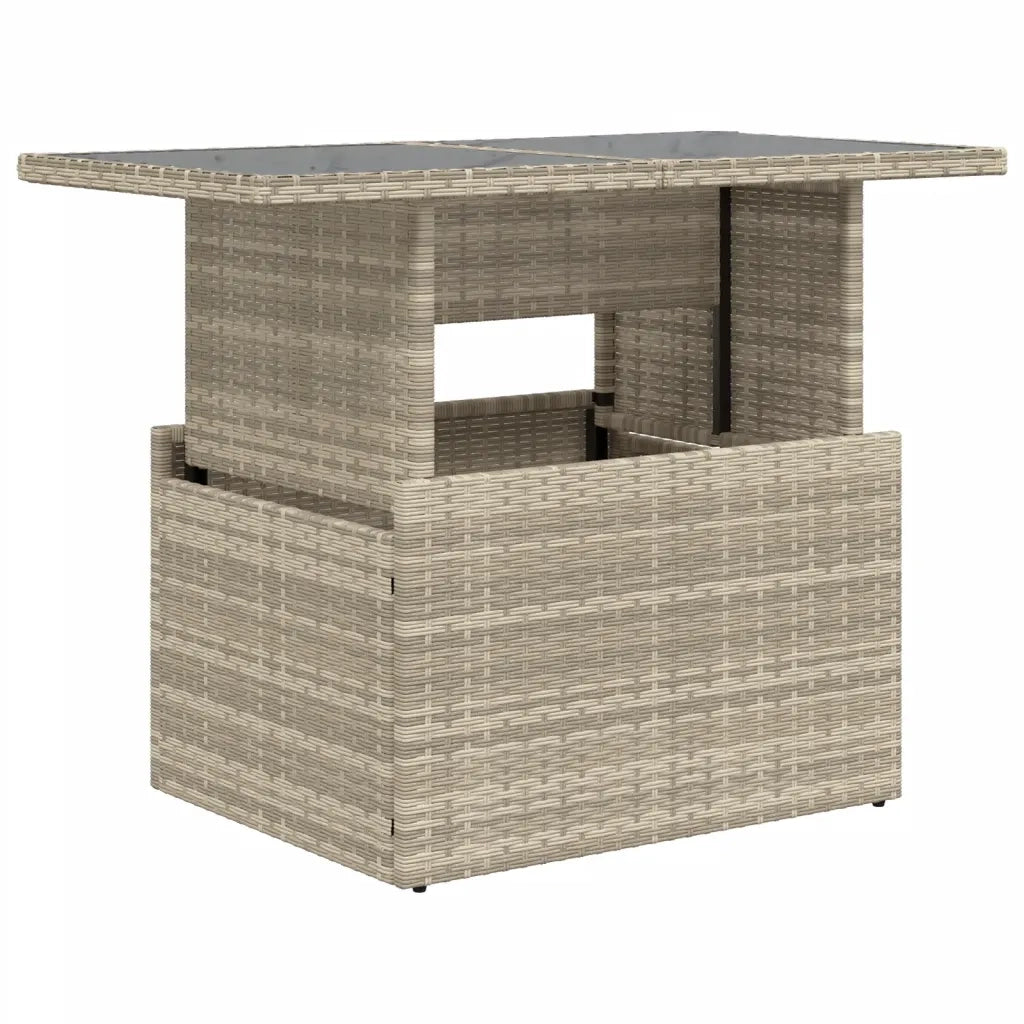 Tavolo Giardino | Tavolino da esterno Piano Vetro Grigio Chiaro 100x55x73 Polyrattan