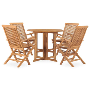 Set da Pranzo da Giardino 5 pz Pieghevole in Massello di Teak cod mxl 35433