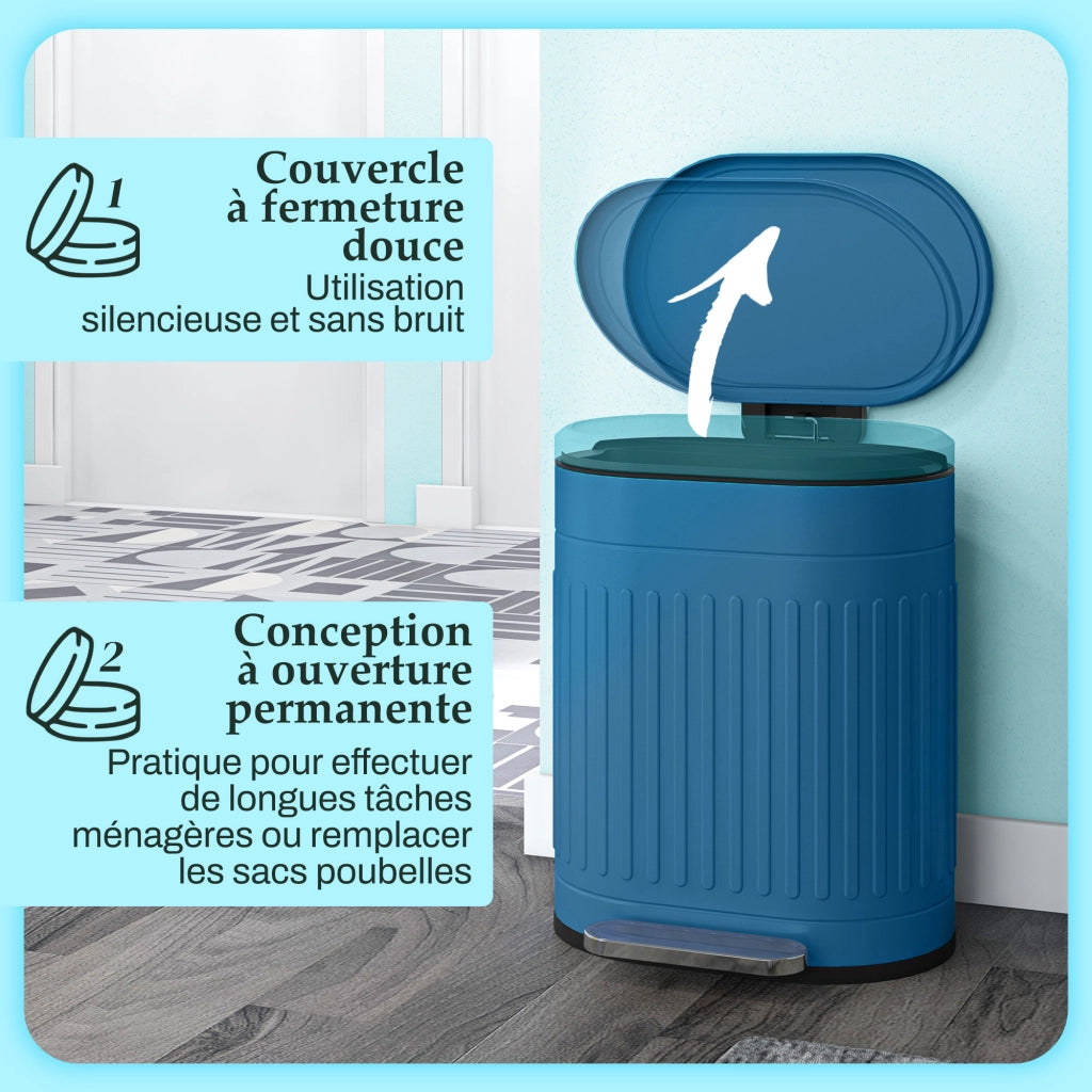 Cestino per rifiuti da cucina a pedale 20L ¨C zephmum ¨C 36.5x31.2x45 cm blu