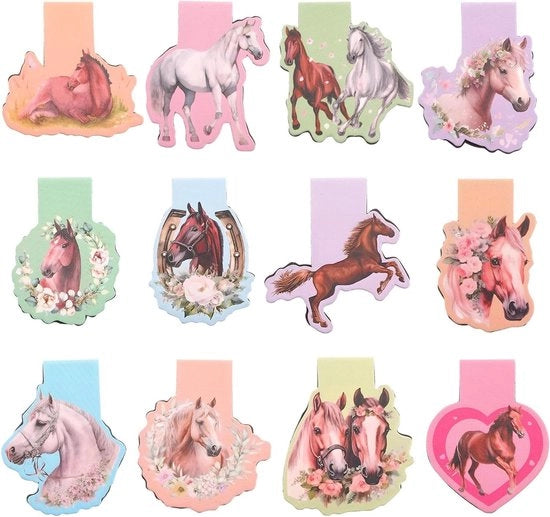 12 paardini magnetici a forma di cavallo - sostituti di posizionamento per libri di lettura per bambini.